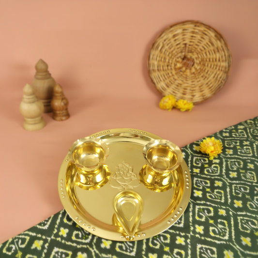 गणेश पीतल आरती थाली