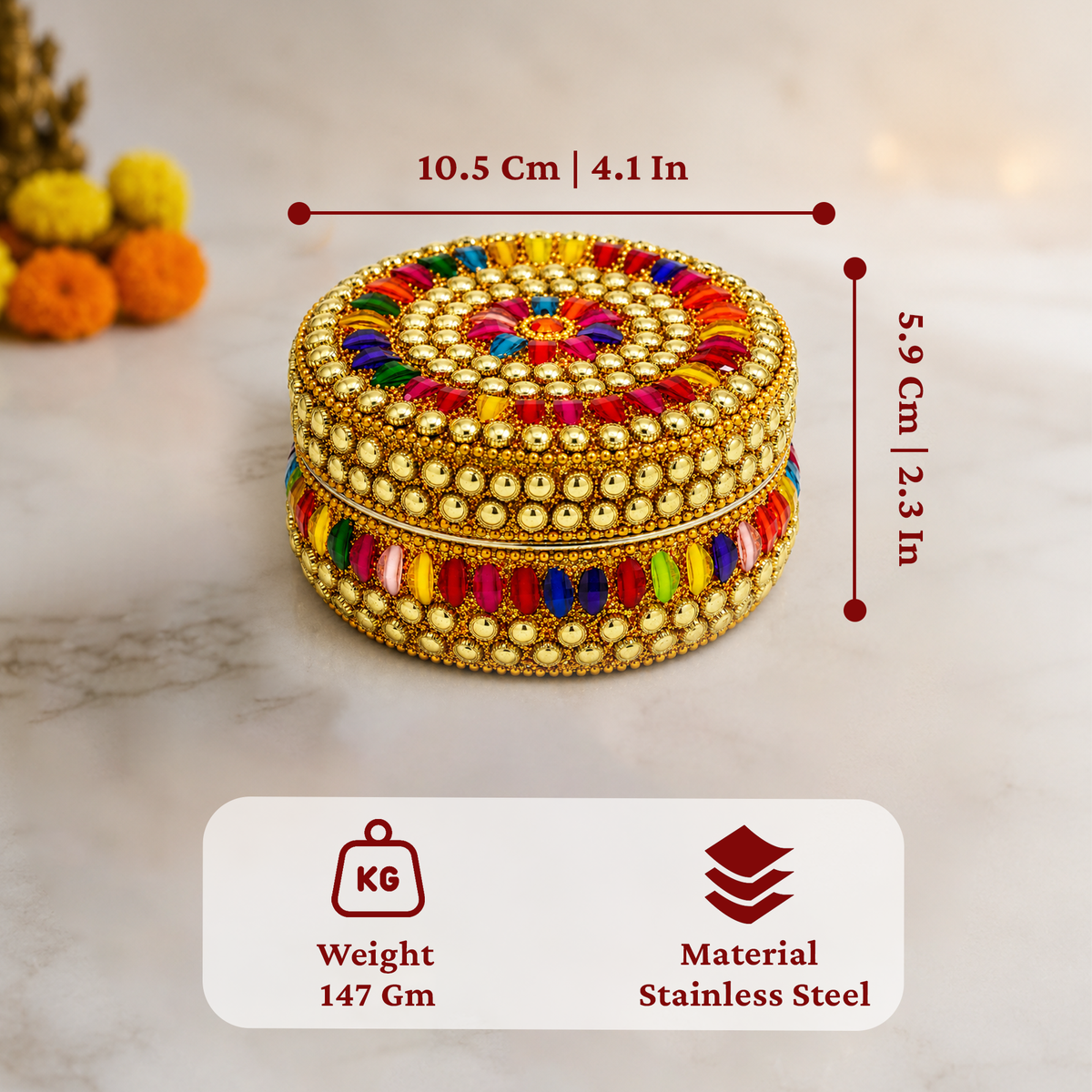 Multi color stone box size-6 (pack of 1)
