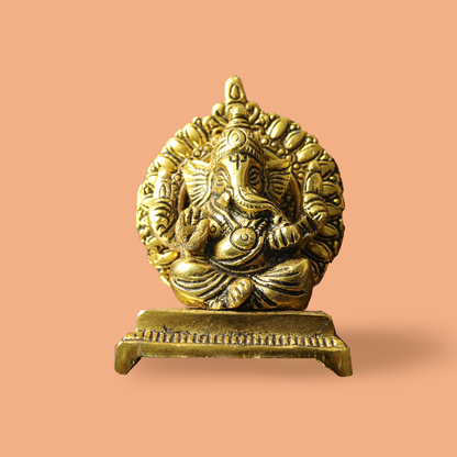 Oxidised Sinhasan Ganesha Idol