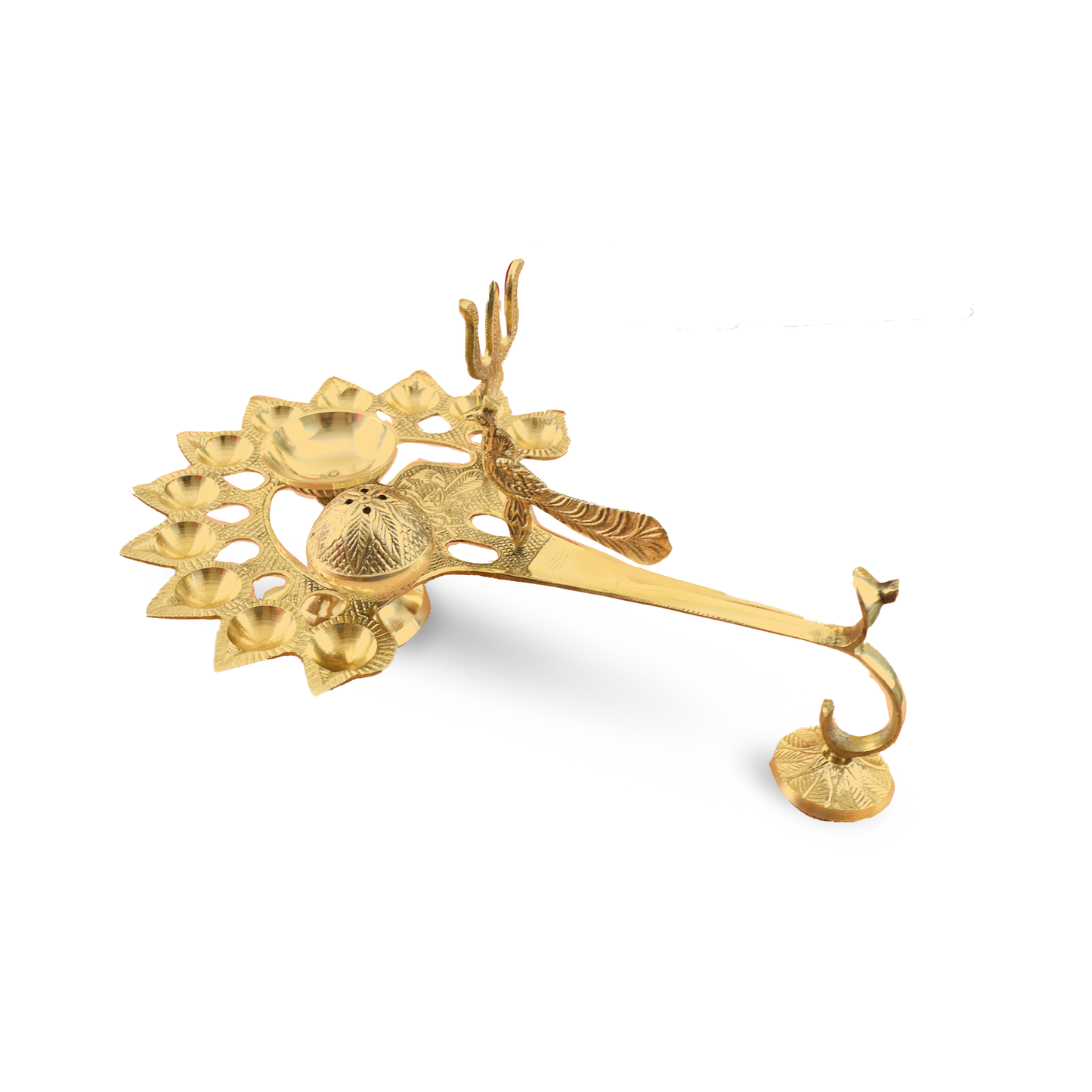 Brass Aarti Diya with Trishul - Eleven face Diya