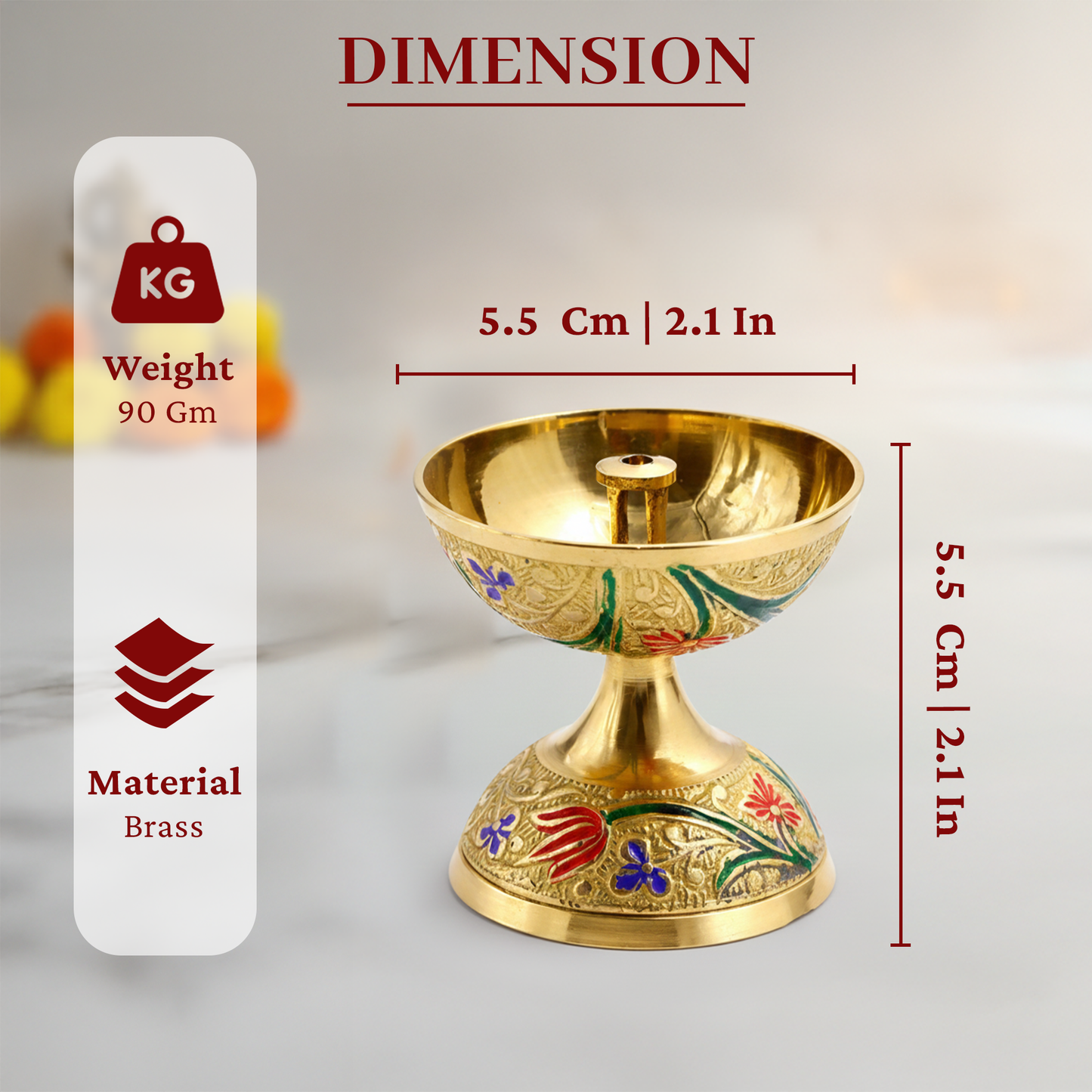 Brass Enamel Designed Diya Deepak Deepam-Deepak Diya(90g)