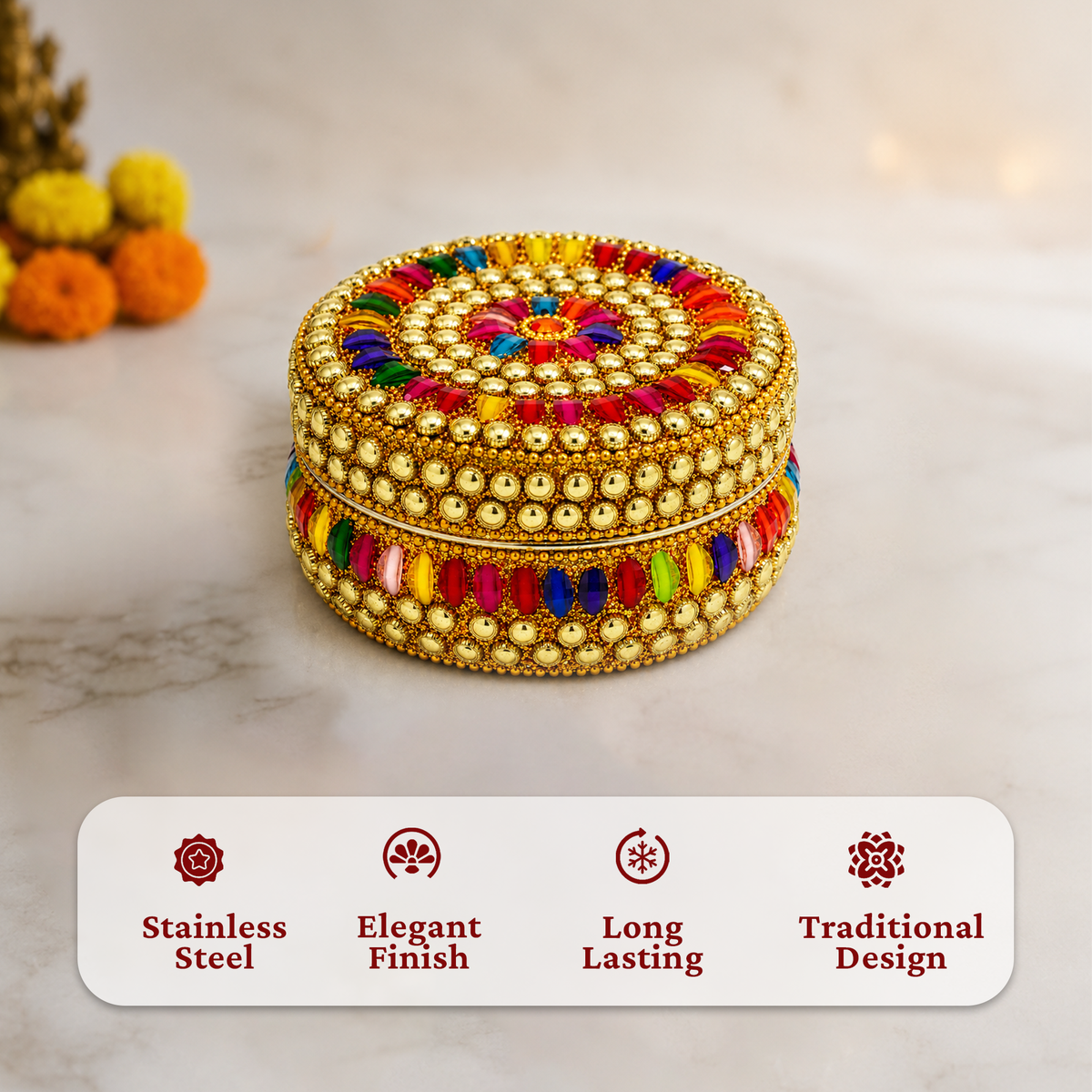 Multi color stone box size-6 (pack of 1)