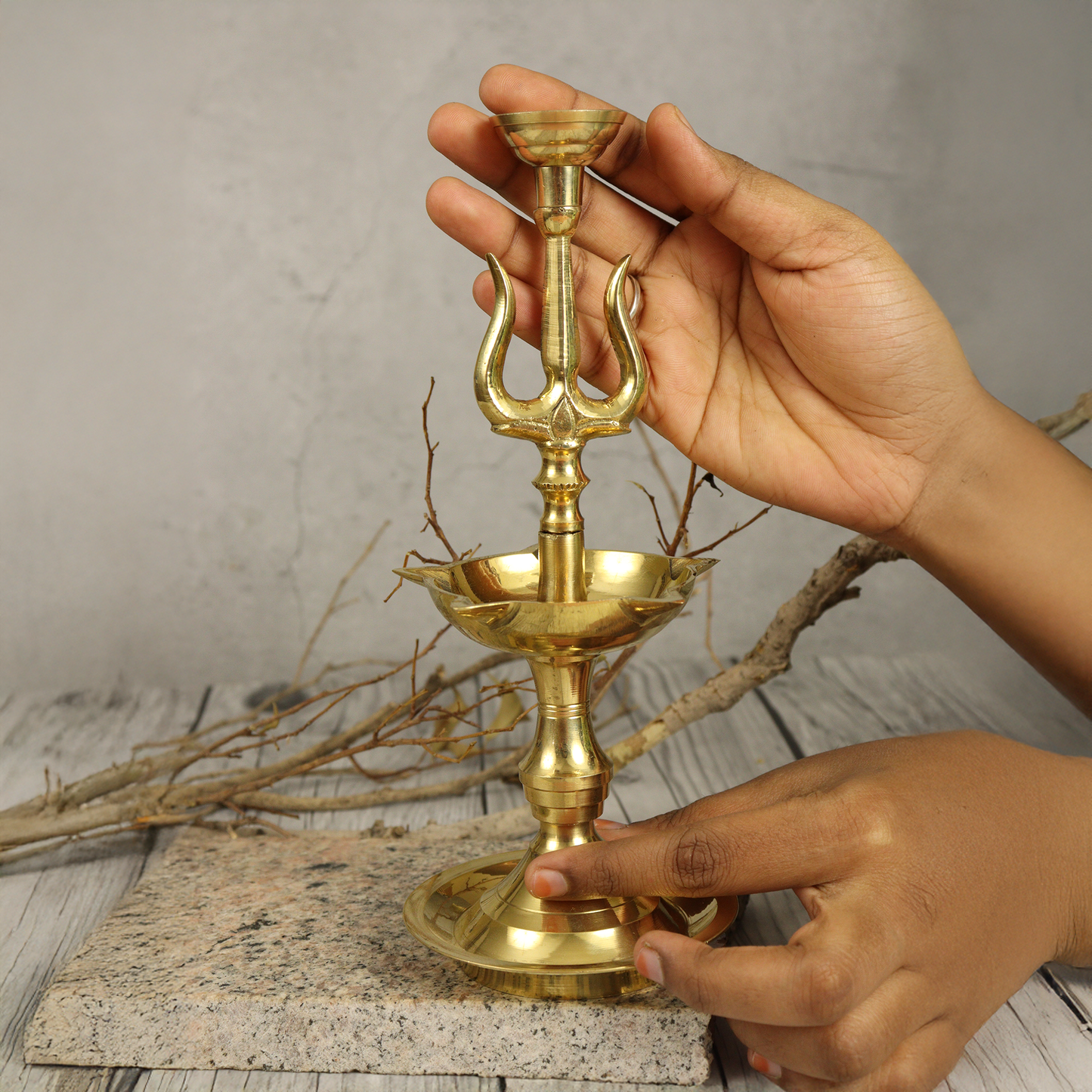 Brass Diya with Trishul