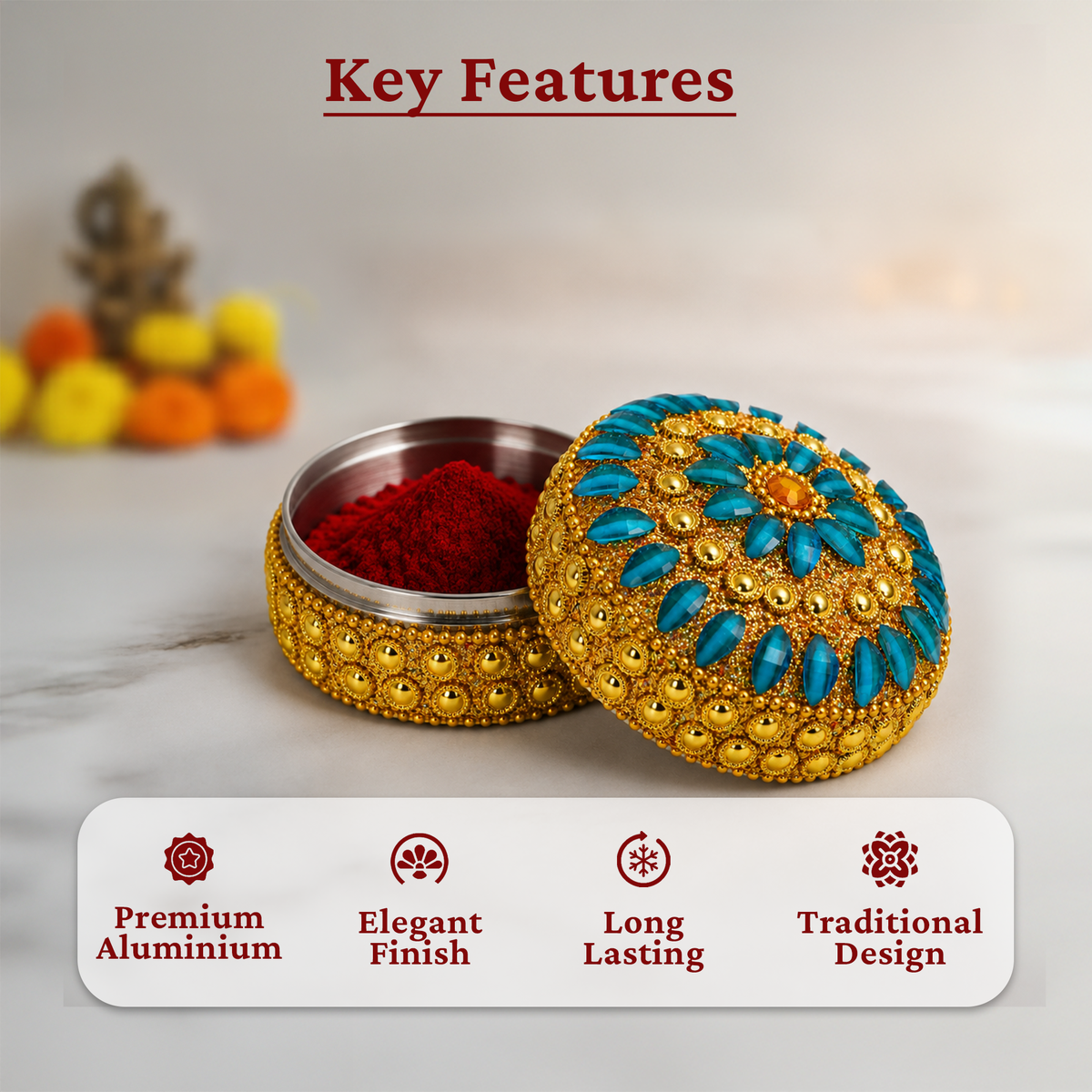 Multi color stone kumkum  size-4 (Pack of  4 )