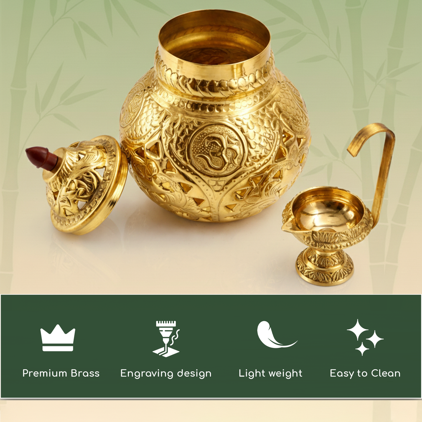 Traditional Brass Garba Deepam for Navratri Pooja-Weight: 580g