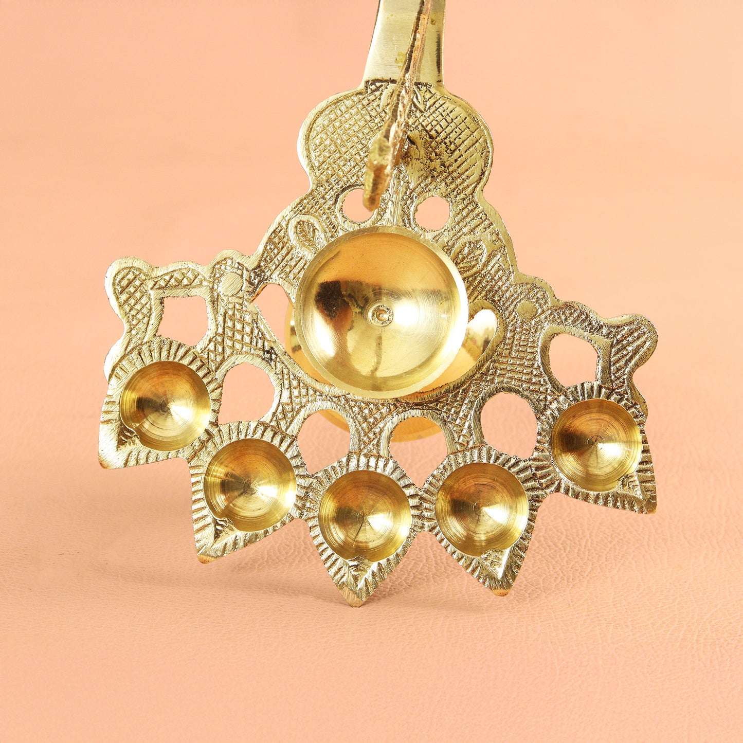 Brass Diya for Pooja-Peacock Five face Diya