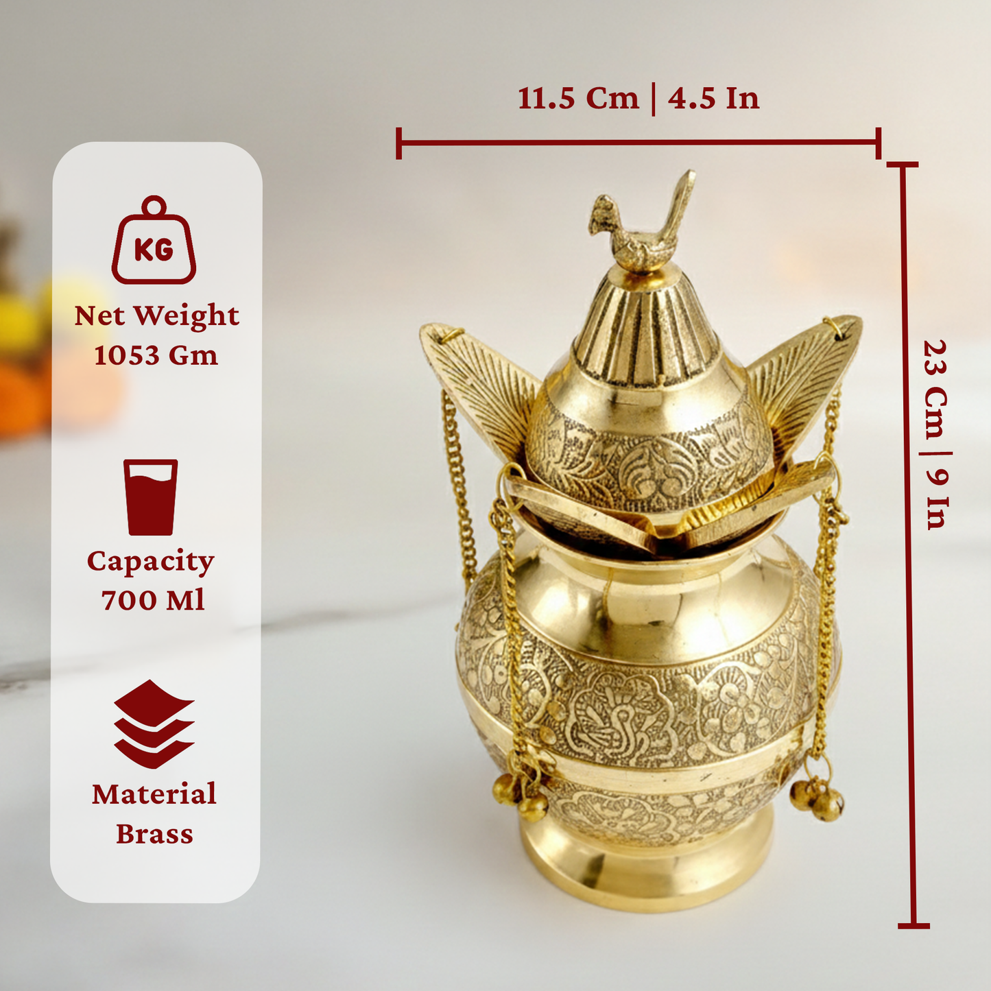 Brass Mangal Kalash Lota with Coconut