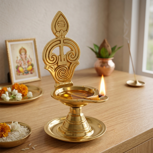 Brass Om vel Agal Vilaku (Pital Aum Wide Deepak)