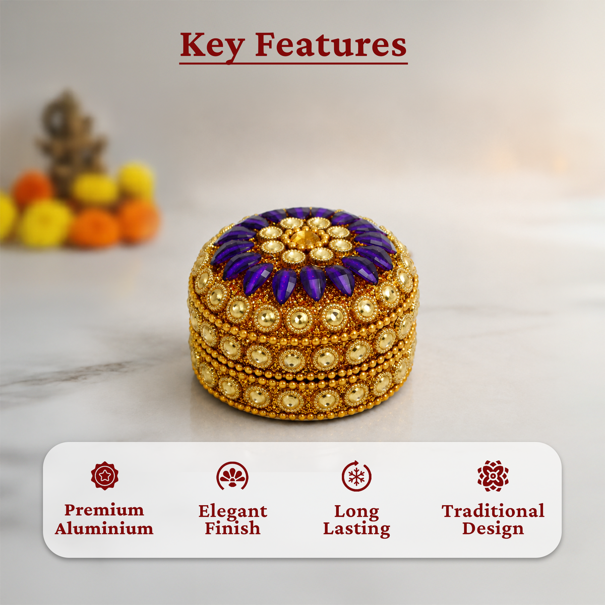 Multi color stone kumkum  size-3(Pack of 4 )