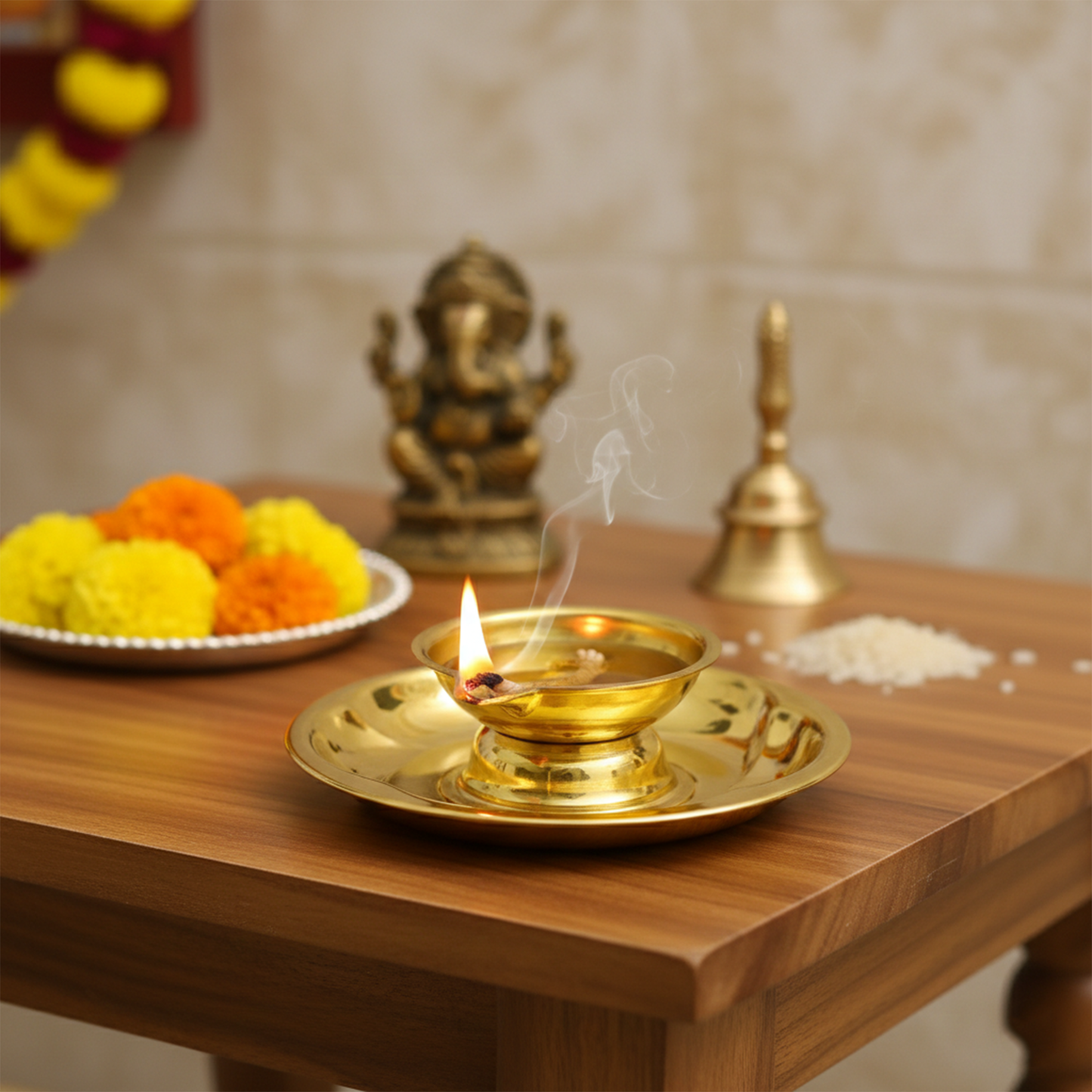 Traditional Brass Diya for Puja-Lotus Diya(Size-3)