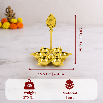 Brass Arumuga Diya with Vel[Small]