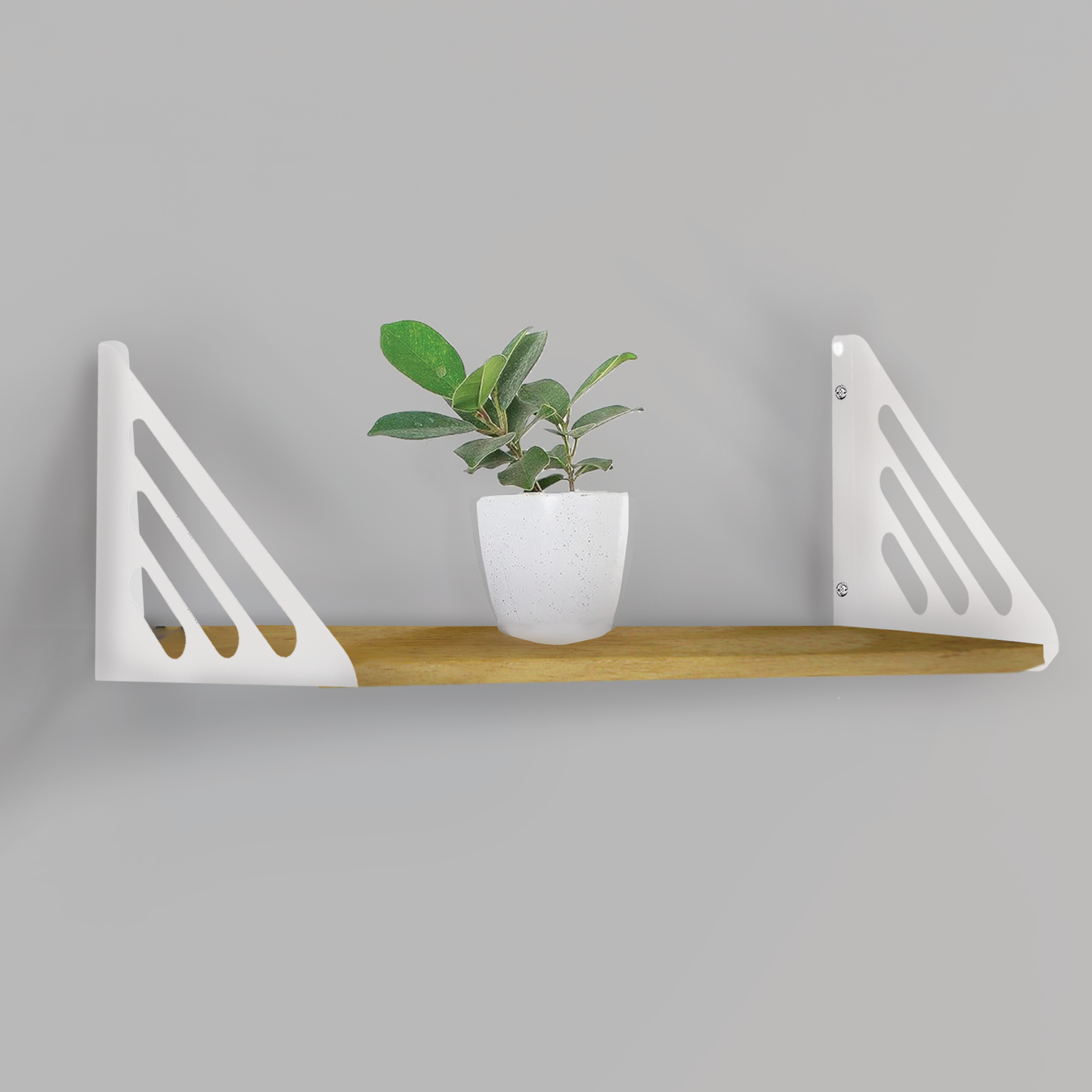Wooden Pooja Shelf-Lines Brackets White (Lakdi Puja Shelf Safed)
