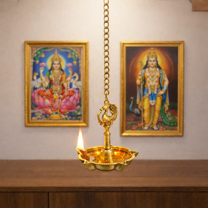 Brass Hanging Diya with Chain