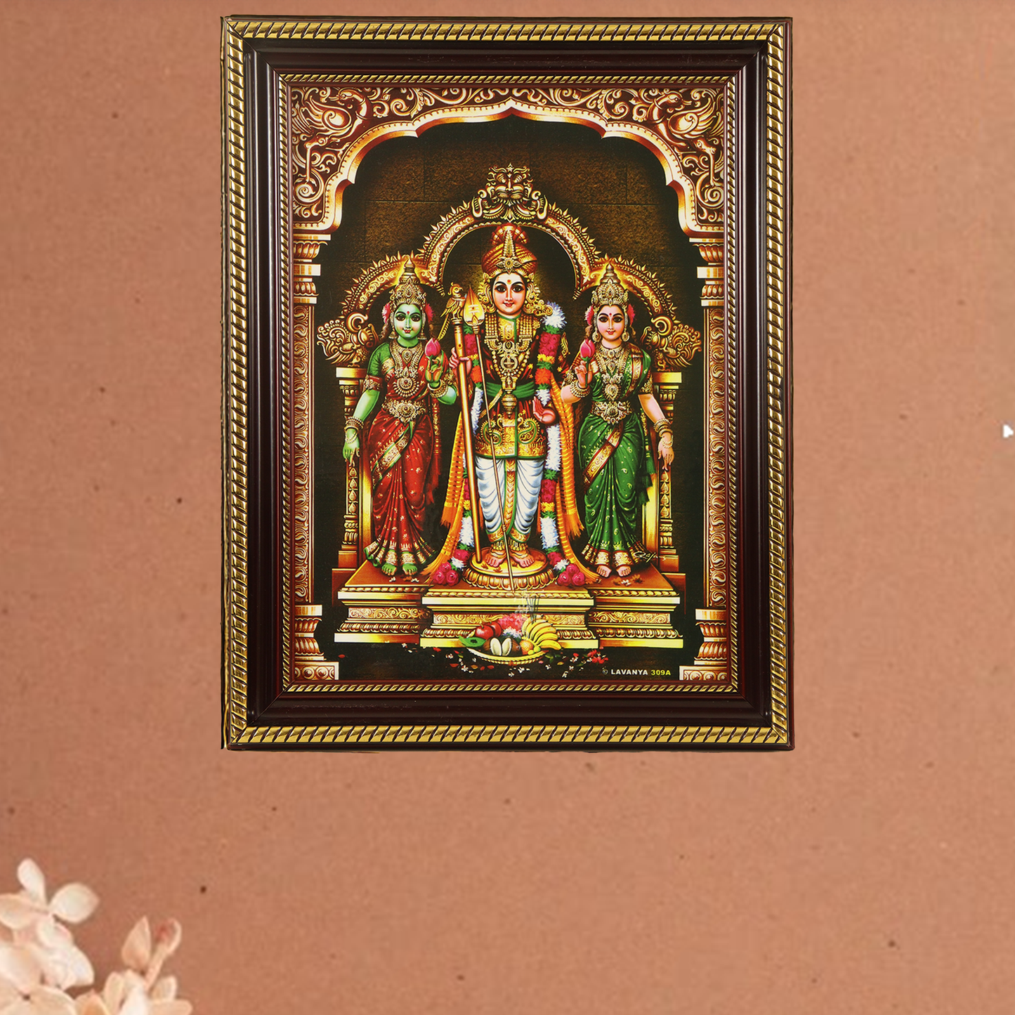 Plastic Gold God photo frame Palani raja murugar(valli,deivayani)