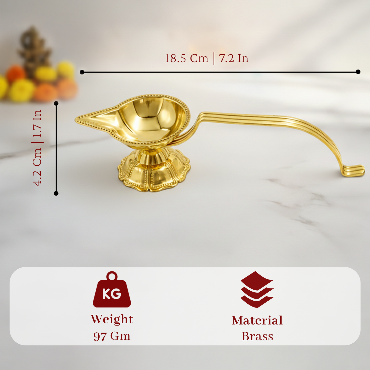 Brass Karpoor|Kapoor Diya Deepam Burner Karpuram Arati-Jwala Arthi Size-2