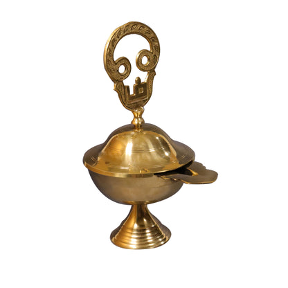 Brass OM Closed Diya-Big (Pital Aum Band Deepak Bada)