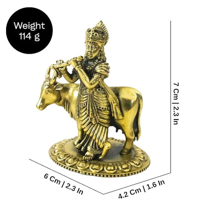 Brass comadha with krishnan with flute idol