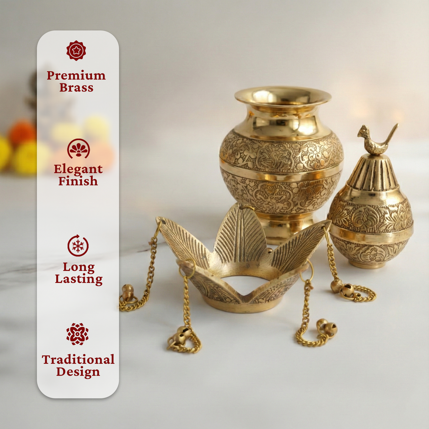 Brass Mangal Kalash Lota with Coconut