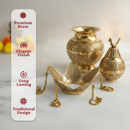 Brass Mangal Kalash Lota with Coconut