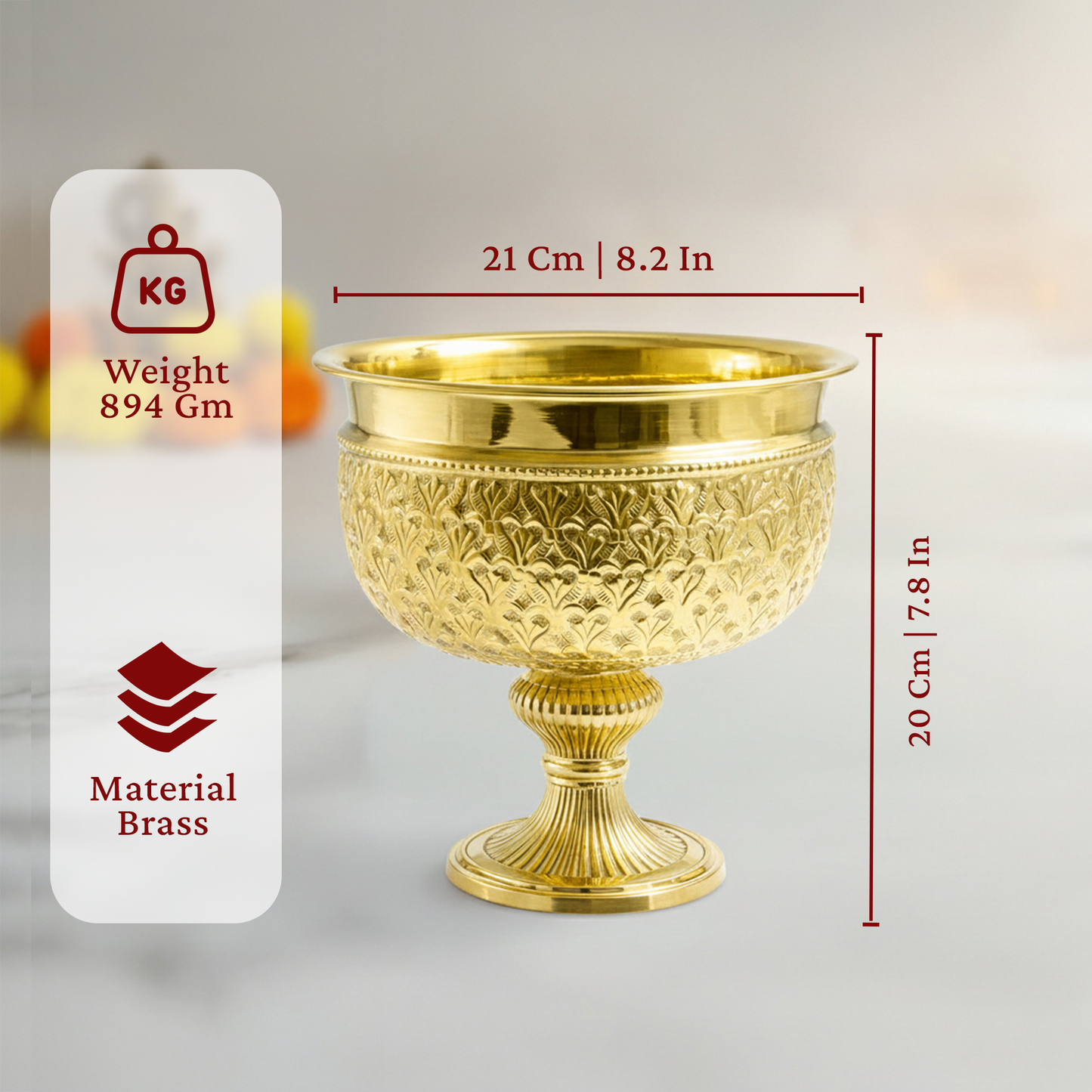 Brass Urli Bowl with Stand Planter for Decoration-Bowl Dana Size 8