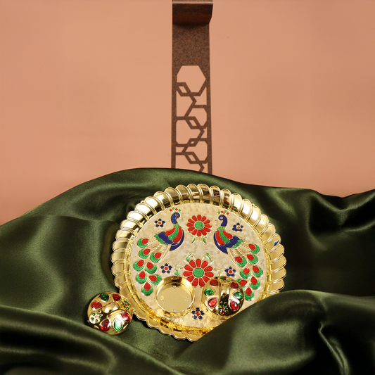 Double Peacock Haldi Plate