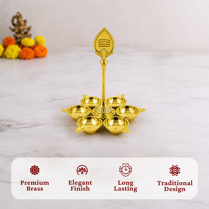 Brass Arumuga Diya with Vel[Small]