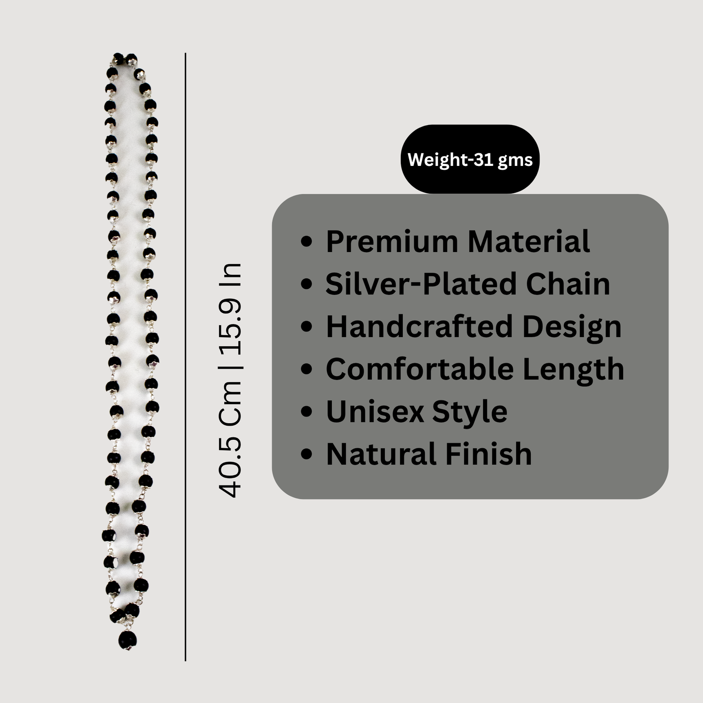 Karungali Silver Gs malai 8mm