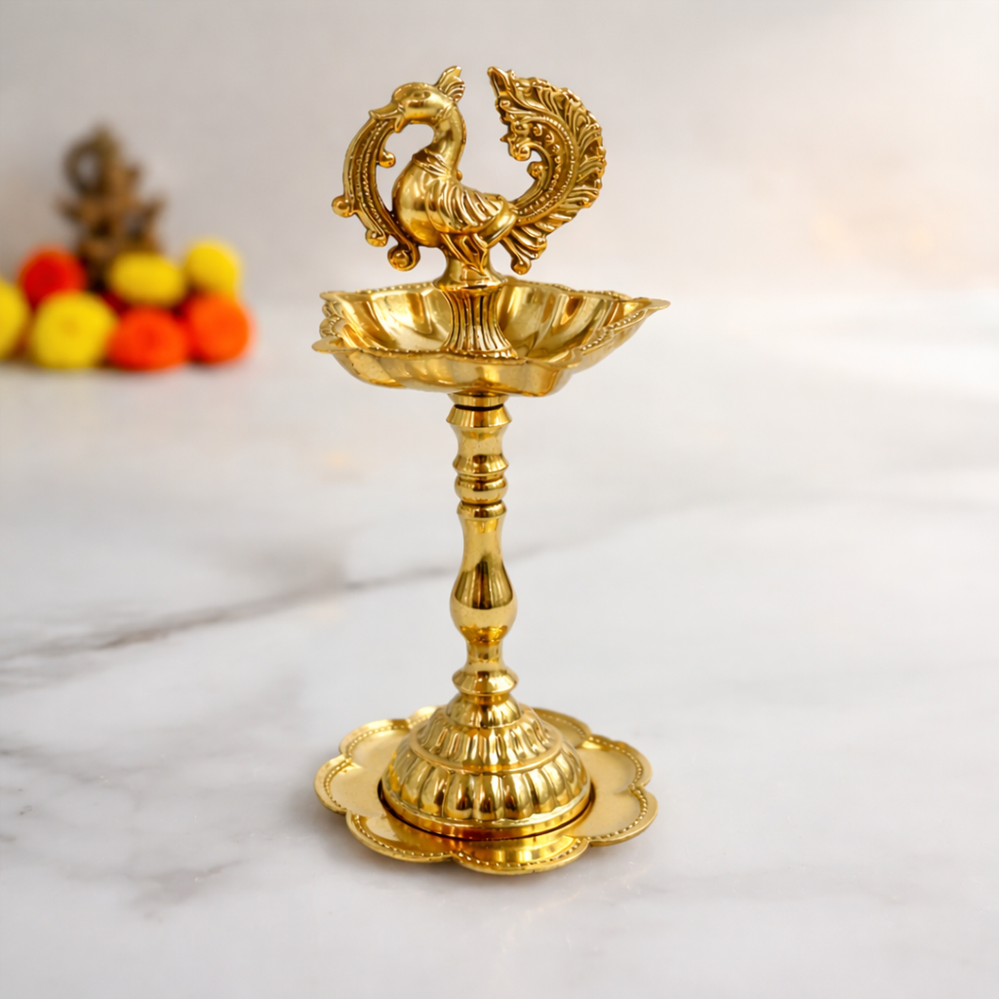 Traditional Peacock Diya Deepam Standing Kuthu Vilakku (pack of 1)