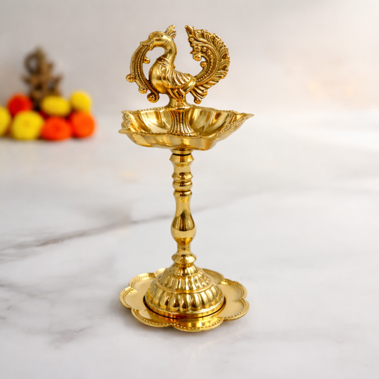 Putrika Traditional Peacock Diya Deepam Standing Kuthu Vilakku (pack of 1)