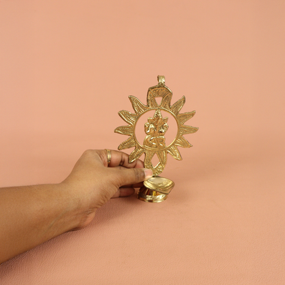Brass Suraj Sun Ganesha Diya (Pital Surya Vinayak Deepak)