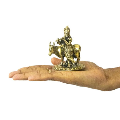 Brass comadha with krishnan with flute idol