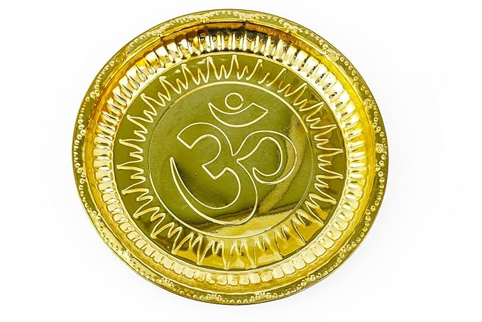Traditional Brass Handcrafted Brass Puja-OM thali [24cm]
