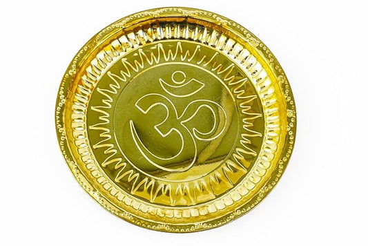 Traditional Brass Handcrafted Brass Puja-OM thali [24cm]