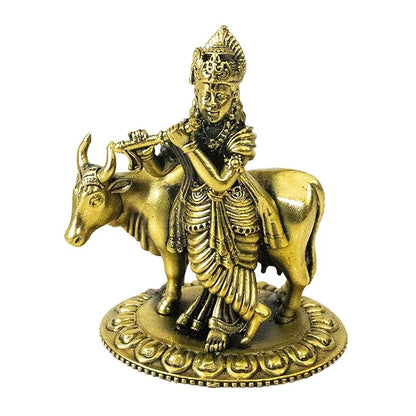 Brass comadha with krishnan with flute idol