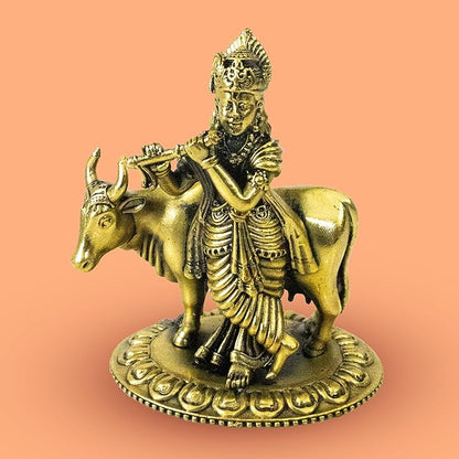 Brass comadha with krishnan with flute idol