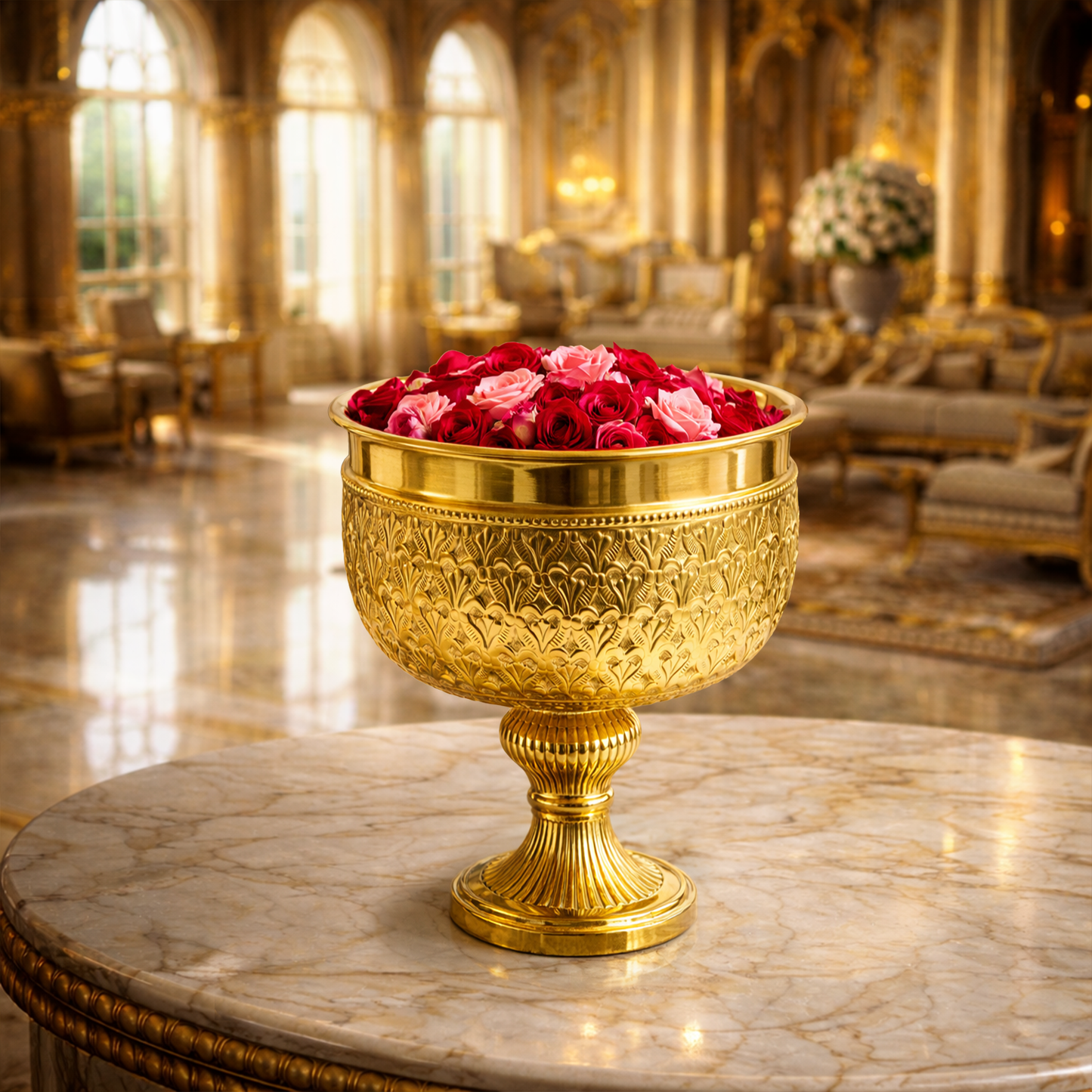 Brass Urli Bowl with Stand Planter for Decoration-Bowl Dana Size 8