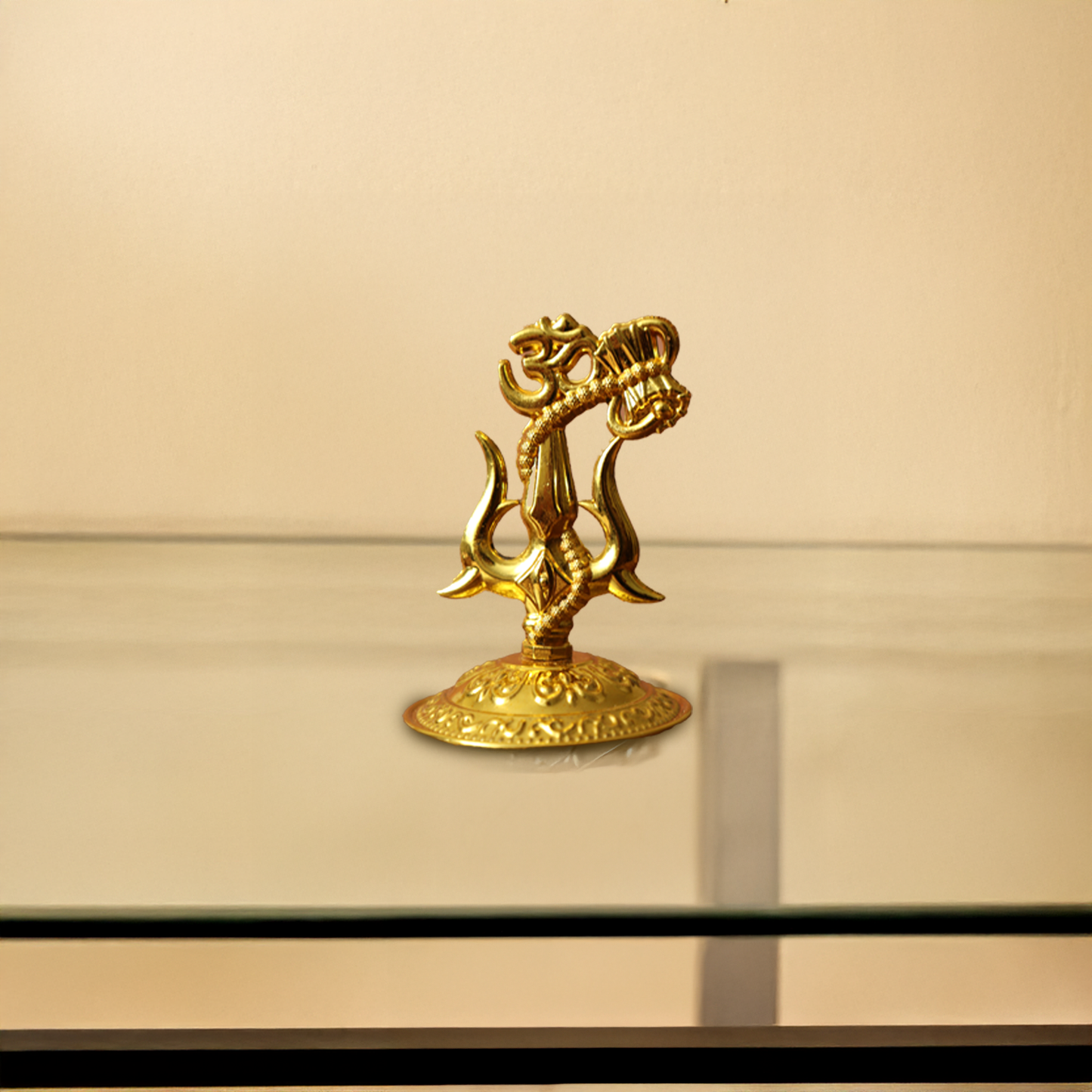 Shiva Trishul with Damru Om Symbol Idol-Miniature Shiv Trishul Murti [28g]