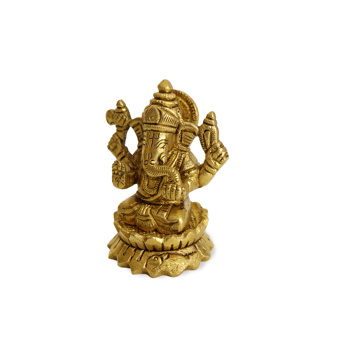 Brass Edamburi Ganesh Idol-[Weight: 216g]