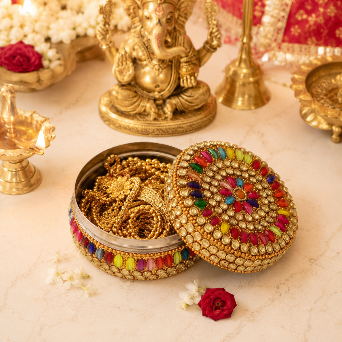Multi color stone box size-6 (pack of 1)