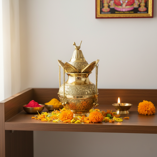 Brass Mangal Kalash Lota with Coconut