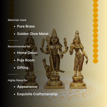 Murugan Vali Deviyani Statue 6 inch (Murugan Valli Devasena Murti)