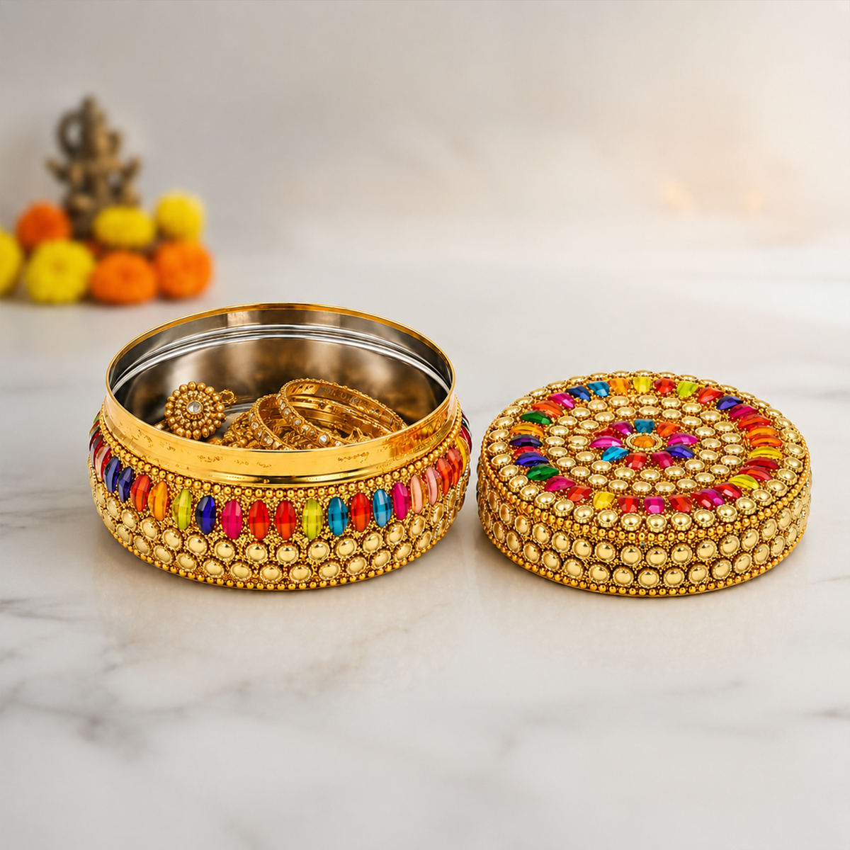 Multi color stone box size-6 (pack of 1)