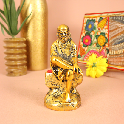 Divine Metal Oxidized Sai Baba Idol for Home Decor