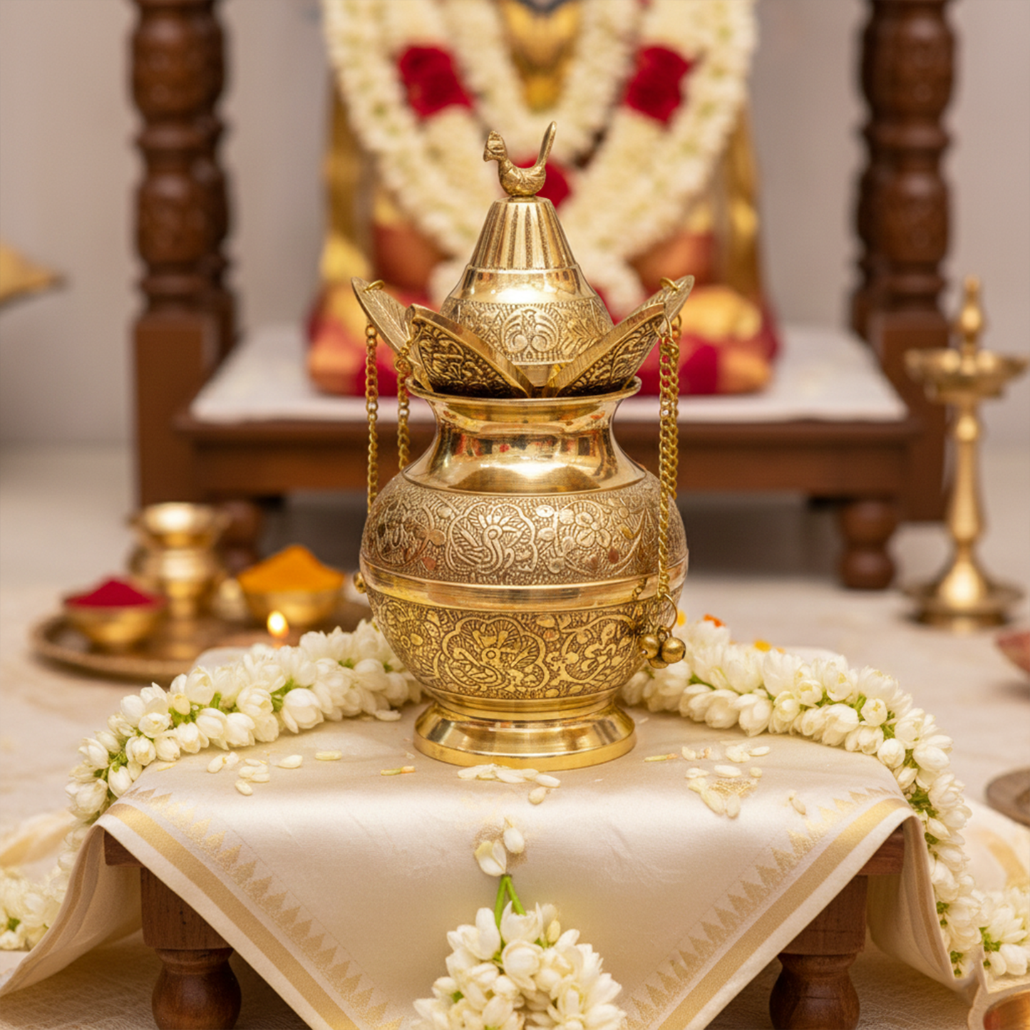 Brass Mangal Kalash Lota with Coconut