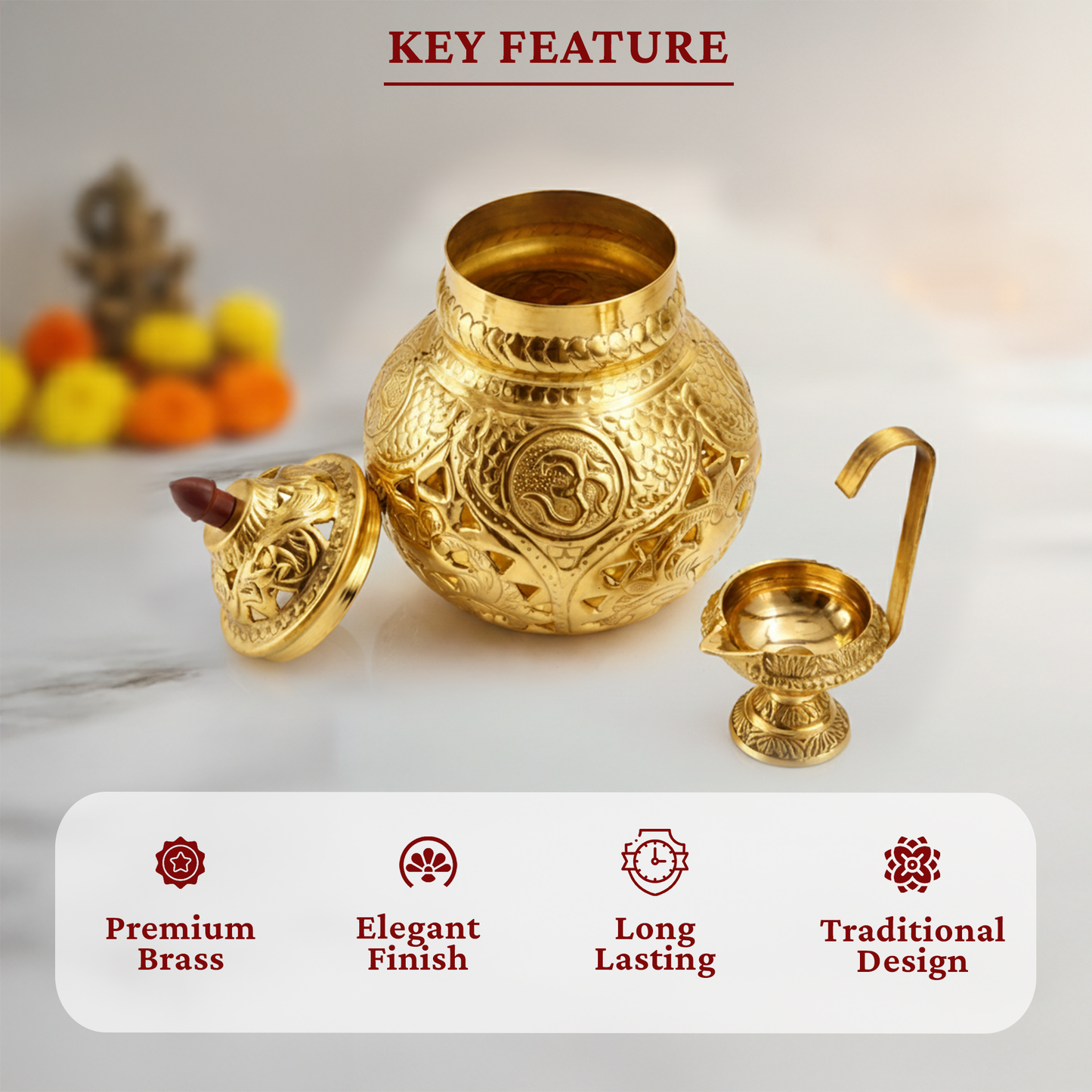 Traditional Brass Garba Deepam for Navratri Pooja-Weight: 580g