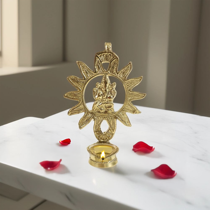 Brass Suraj Sun Ganesha Diya (Pital Surya Vinayak Deepak)