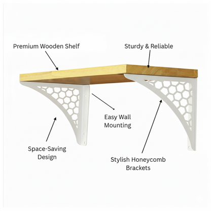Wooden Pooja Shelf-Hexagon White (Lakdi small Puja madir)
