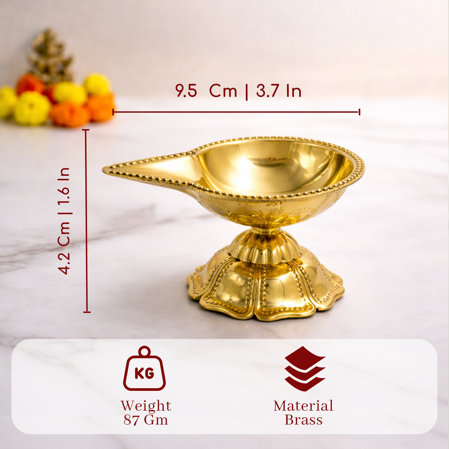 Brass Traditional Pooja Diya with Stan-Jwala Deep