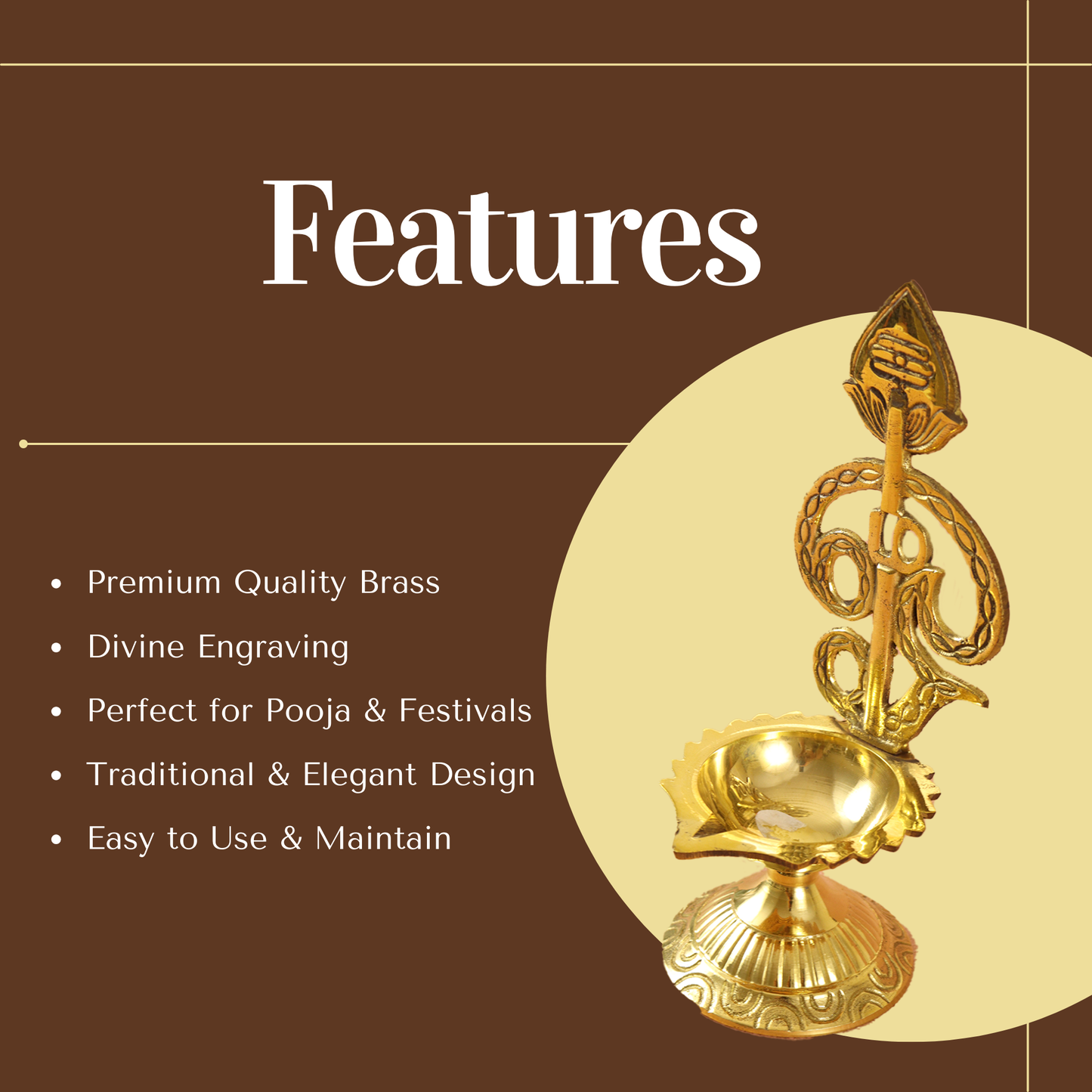 Brass zigzag om muruga stand diya(225 gm)