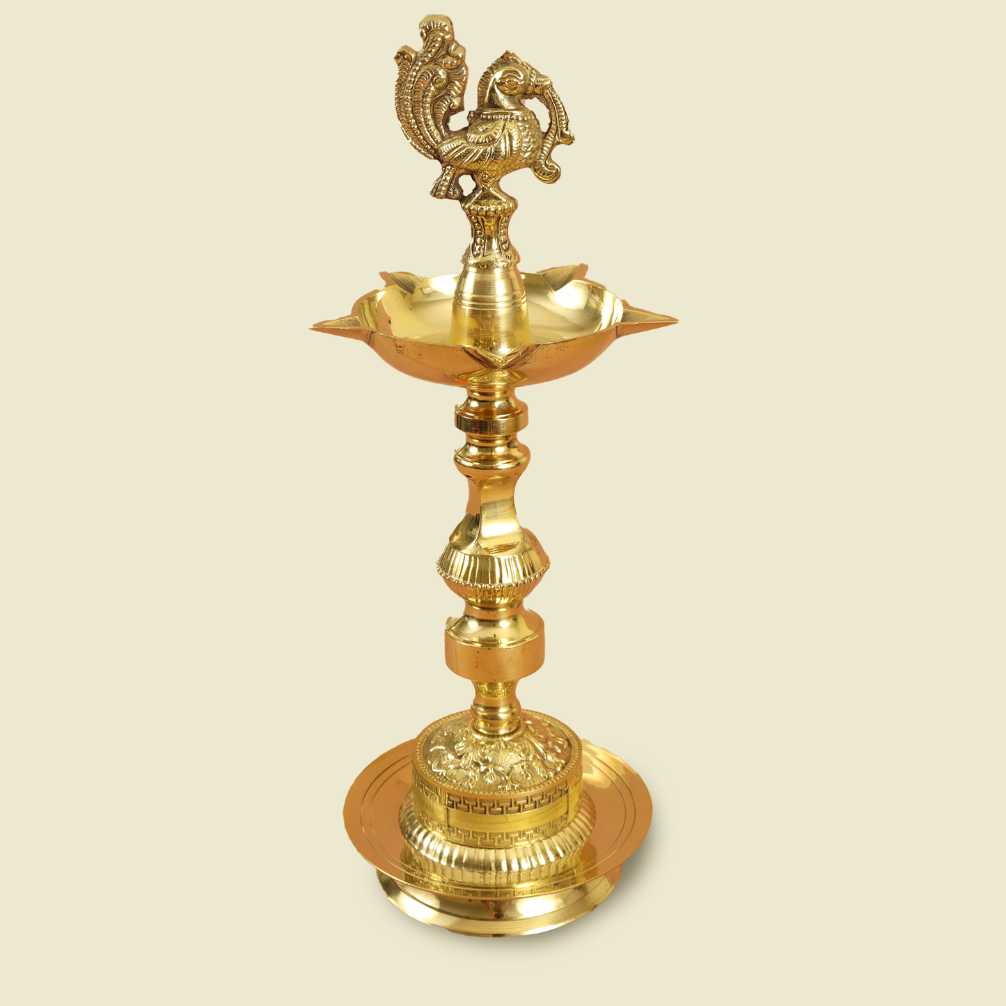 Brass Peacock Diya - KV Annam Large size-10